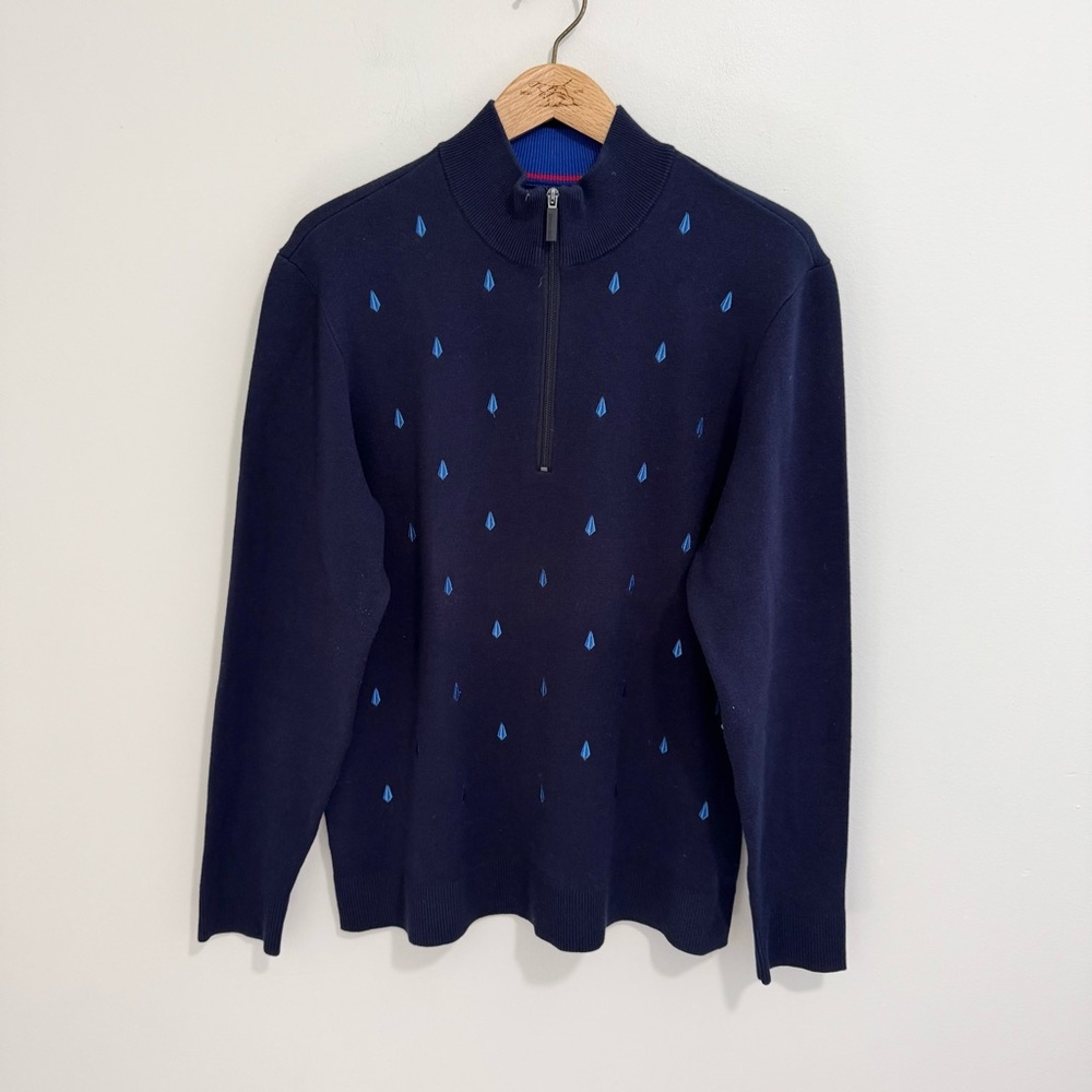 Buttercloth Embroidered Quarter Zip Pullover Sweater